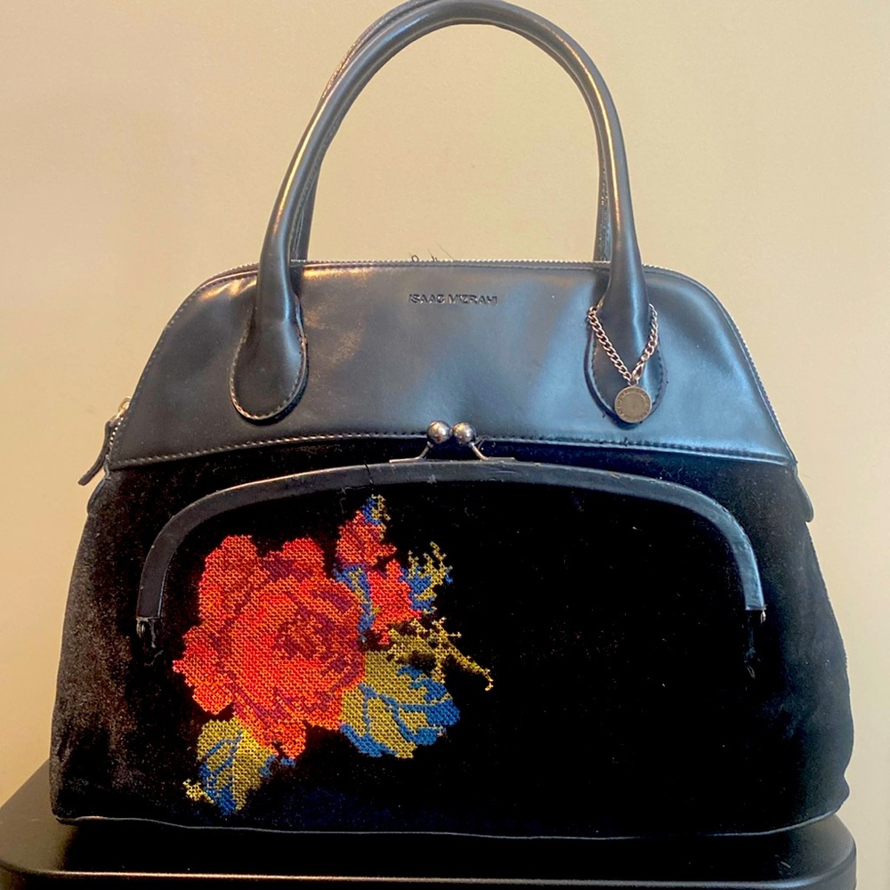 Isaac Mizrahi beautiful velvet/leather/ needle point